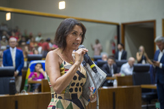 Movimentação de Plenário. No microfone de apartes a presidente Comandante Nádia.