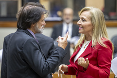 Movimentação de plenário. Na foto, a vereadora Vera Armando e o vereador Aldacir Oliboni.