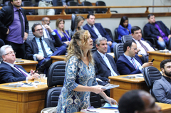 A vereadora Sofia Cavedon acompanha a votação da proposta