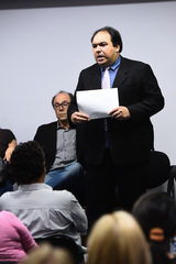 Comissão Especial para tratar dos projetos do Executivo sobre direitos e vantagens dos servidores municipais. Reunião no Simers. Na foto, vereador Dr. Thiago, presidente da comissão