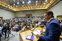 O vereador, natural de Bagé, fez seu primeiro discurso como presidente 