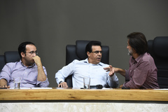 Votação do relatório final da Comissão Especial do Transporte Coletivo. Na foto, vereadores Moisés Barboza, Alvoni Medina e Aldacir Oliboni