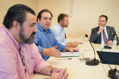 Reunião da Comissão de Constituição e Justiça. Na foto: da esq.: vereadores Clàudio Janta, Dr. Thiago, Mendes Ribeiro e Ricardo Gomes,  Márcio Bins Ely
