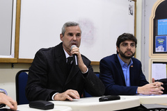 Comissão Especial do IPTU faz reunião extraordinária no Colégio Rosário. Na foto, vereador Mauro Pinheiro, presidente da comissão, e vereador Felipe Camozzato
