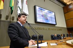 Período de Comunicações Temático para exposição do trabalho desenvolvido pelos bombeiros, especialmente o Plano de Prevenção contra Incêndio – PPCI. Na foto, o vereador José Freitas.