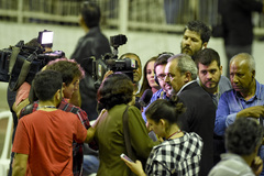 Audiência Pública sobre transporte individual de passageiros por aplicativos (UBER e outros). Vanderlei Capellari, diretor da EPTC, em entrevista coletiva