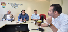 Reunião da Comissão de Constituição e Justiça. Na foto, os vereadores Adeli Sell, Dr. Thiago, Márcio Bins Ely e Ricardo Gomes.