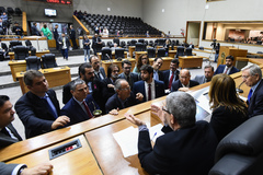 Movimentações de plenário.  Na foto, presidente em exercício Mônica Leal com lideranças