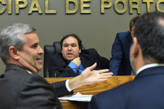 Reunião da Comissão Conjunta. Na foto: vereadores Ricardo Gomes, Mauro Pinheiro e Dr. Thiago (presidente da CCJ)