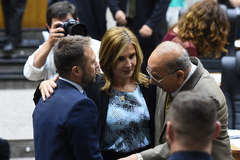 Mônica foi eleita para presidir o Legislativo no próximo ano. Mendes (e) e Pujol (d) serão os vices