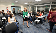 Recepção aos novos funcionarios e gabinetes de vereadores.  Presidente Monica Leal e diretores deram as boas vindas