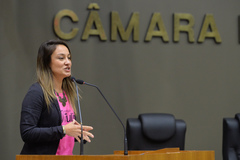 Exposição e explanação sobre o Projeto "O Amor que Queremos" de empoderamento feminino. Na foto, a presidente do Instituto Tulipa, Milena Demaman.