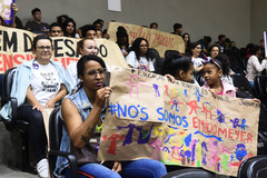 Comunidade da Emilio Meyer, durante homenagem da Câmara à escola realizada em 2019