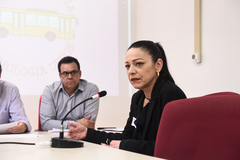Reunião conjunta Cece e Cosmam para debater proposta de campanha de divulgação científica e ambiental nos ônibus. Na foto, representante da Carris
