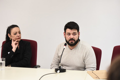 Reunião conjunta Cece e Cosmam para debater proposta de campanha de divulgação científica e ambiental nos ônibus. Na foto, representante da EPTC ao microfone