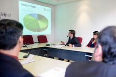 Comissão promove Audiência Pública de Metas Fiscais do 2º quadrimestre de 2019 e, em 2ª pauta, a apresentação do Relatório de Prestação de Contas das Atividades de Controle Social do Observatório Social de Porto Alegre referente ao 2º quadrimestre de 2019. Na foto, com a fala, o secretário municipal da Fazenda, Leonardo Busatto.