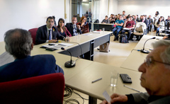 Comissão promove Audiência Pública de Metas Fiscais do 2º quadrimestre de 2019 e, em 2ª pauta, a apresentação do Relatório de Prestação de Contas das Atividades de Controle Social do Observatório Social de Porto Alegre referente ao 2º quadrimestre de 2019. Na foto, com a fala, o secretário municipal da Fazenda, Leonardo Busatto.