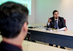 Comissão promove Audiência Pública de Metas Fiscais do 2º quadrimestre de 2019 e, em 2ª pauta, a apresentação do Relatório de Prestação de Contas das Atividades de Controle Social do Observatório Social de Porto Alegre referente ao 2º quadrimestre de 2019. Na foto, com a fala, o secretário municipal da Fazenda, Leonardo Busatto.