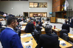 Vereadores em plenário nesta quarta-feira