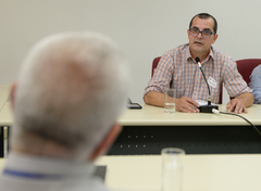 Oitivas da Comissão Especial de Prédios Abandonados. Na foto, com a fala, o Sr. Jaime Benetti, representando a SUSEPE.