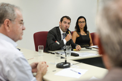 Audiência Pública de apresentação das Metas Fiscais do 3º quadrimestre de 2019. Com a fala, o secretário municipal da Fazenda, Leonardo Busatto.