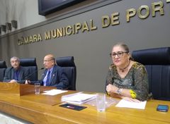 Vereadora Lourdes em Plenário no dia 31 de janeiro