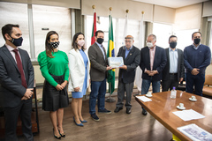 Prefeito Marchezan e equipe foram recebidos pelo presidente da Câmara, vereador Reginaldo Pujol