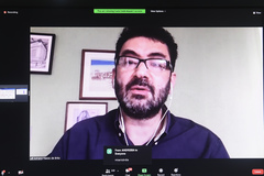 Reunião sobre reabertura das Escolas Municipais e de Educação Infantil, e o reinício das aulas, suas condições sanitárias e de segurança em saúde. Na foto, o secretário de Educação, Adriano Naves de Brito