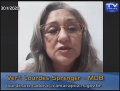 Vereadora Lourdes em sessão virtual 