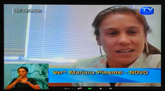 Sessão extraordinária remota. Na foto, vereadora Mariana Pimentel.