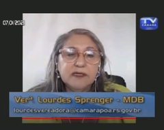 Manifestação da vereadora Lourdes durante sessão online