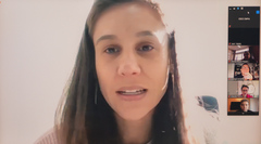 Reunião sobre recuperação do ensino durante o período de pandemia. Na foto, vereadora Mariana Pimentel.