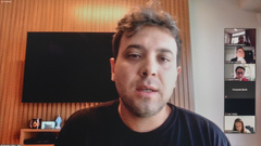 Reunião sobre recuperação do ensino durante o período de pandemia. Na foto, representante do colégio João Paulo I, Eduardo Castro.
