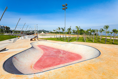 Trecho 3 da Orla do Guaíb, que está com 80% das obras concluídas, fica localizado entre a Foz do Arroio Dilúvio e o Parque Gigante. Foto: Giulian Serafim/PMPA