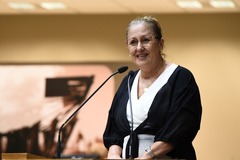 Vereadora Lourdes Sprenger na tribuna da Câmara.