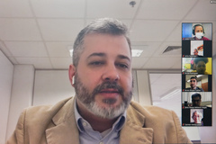 Reunião para tratar sobre a construção das Unidades de Saúde Coinma, Leopoldina e Esmeralda. Na foto, senhor Vitto Giancristoforo, representando o Grupo Hospitalar Conceição.