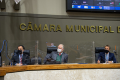 Na foto, a partir da esquerda: Gustavo Ferenci, Gunter Axt e Pablo Mendes Ribeiro