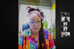 Reunião para discutir sobre o Projeto Pedagógico para o município. Na foto, vereadora Daiana Santos.