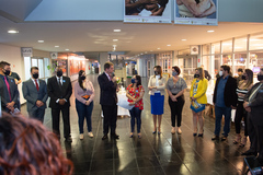 Presidente participa da abertura da exposição de fotografias "Margaridas", promovida pela Procuradoria Especial da Mulher. Ao microfone, presidente Márcio Bins Ely