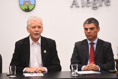 Prefeito José Fortunati (e) e presidente da Câmara, Cassio Trogildo