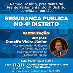 Convite do vereador Ramiro Rosário para reunião da Frente Parlamentar do 4º Distrito 