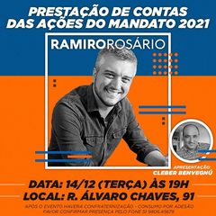 Convite de prestação de contas do vereador Ramiro Rosário
