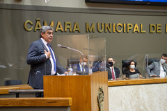 Sessão  de posse da nova Mesa Diretora. Prefeito Sebastião Melo