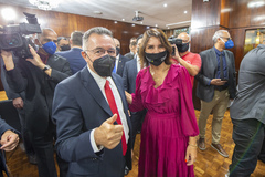 Valdeci e Nádia na posse hoje na AL/RS