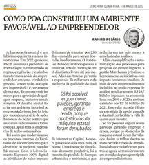 Trecho do artigo em ZH: "Sem atrapalhar, facilitando a vida de quem quer empreender, Porto Alegre recebeu R$ 35,7 bilhões em investimentos nos últimos 3 anos."