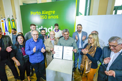 Assinatura da ordem de início das obras do projeto de revitalização da rua dos Andradas e do Quadrilátero Central.