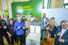 Assinatura da ordem de início das obras do projeto de revitalização da rua dos Andradas e do Quadrilátero Central.