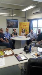 Dr. Goulart em reunião com a equipe da Vigilância Sanitária da Capital e coordenadora do Banco de Sangue do Hospital Restinga.
