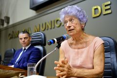 Matilde Cechin em evento realizado no início de março no Legislativo