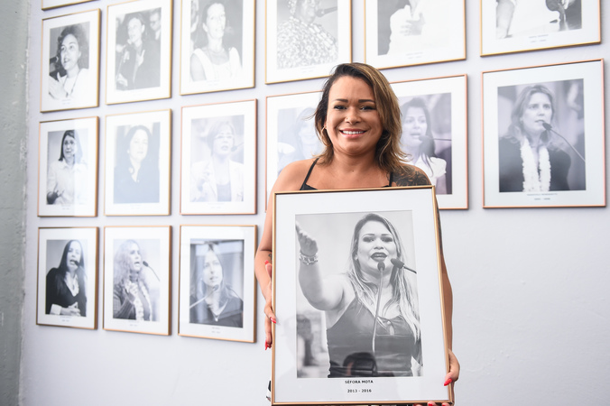 Descerramento da fotografia da ex-vereadora Séfora Mota na galeria Mulheres no Poder Municipal. Na foto, ex-vereadora Séfora Mota